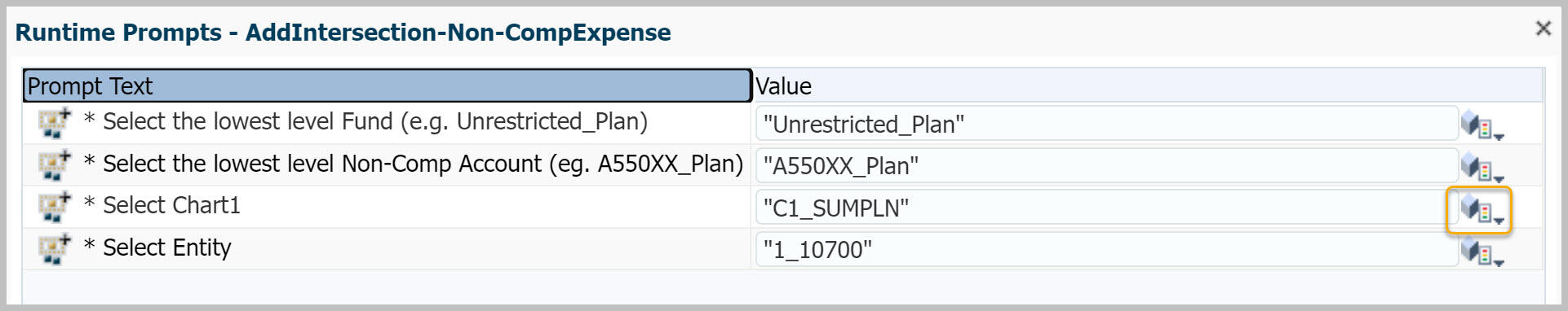 Add Intersection Runtime Prompts