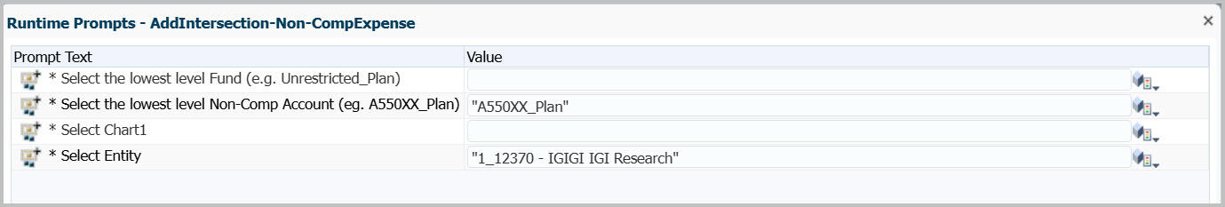 AIF Non-Comp Expense add intersection prompts