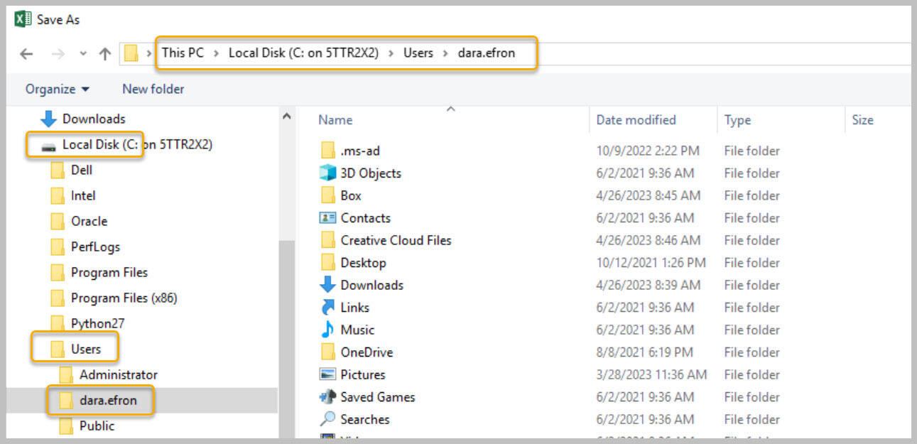 Save As dialog box with Citrix