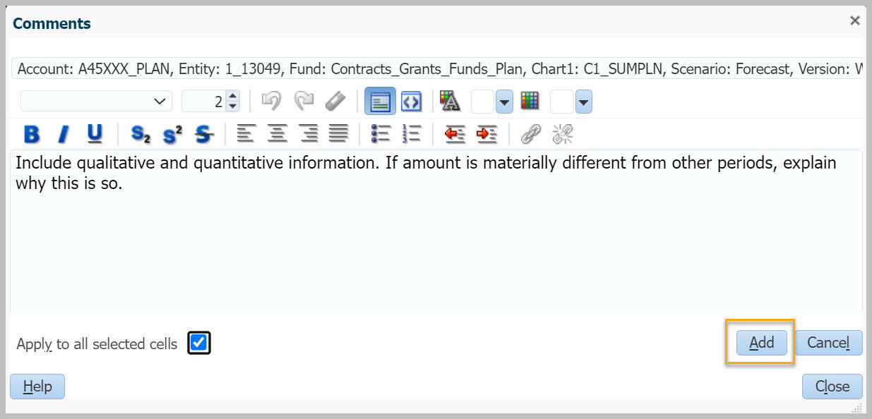 Example of a comment