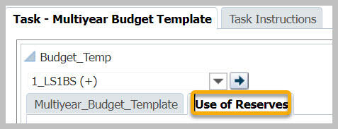 Use of Reserves tab on the Multiyear Budget Template
