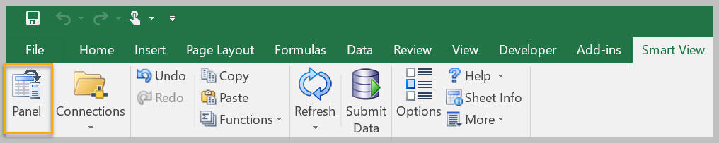 Smart View toolbar with Panel button outlined