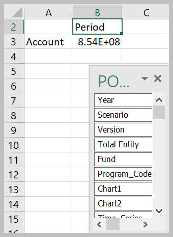 POV floating on spreadsheet