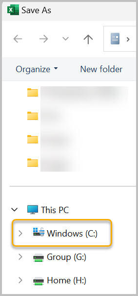 Save As with folder highlighted