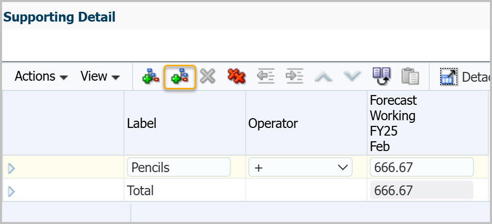 Supporting Details dialog box with Add Sibling button highlighted