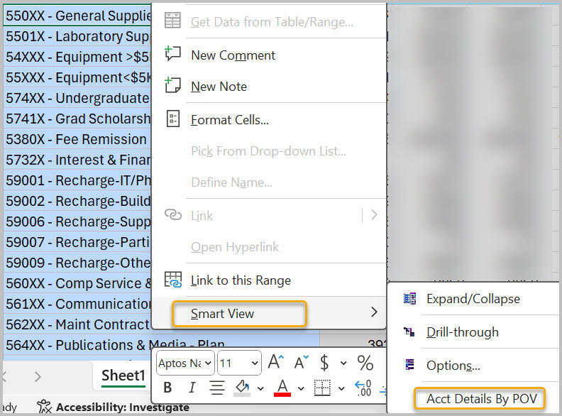 Drill Through Account Details in Smart View for Planning