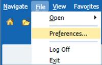 CalPlanning File Preferences menu