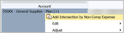 Add intersection by non-comp expense on quick menu
