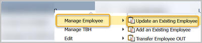Update Existing Employee on context sensitive menu
