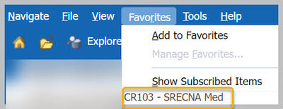 Example of favorite on menu
