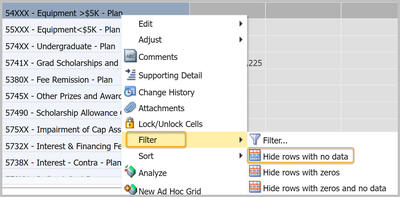 Filter Hide Rows No Data