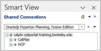 Panel, Shared Connections, Smart View for Planning